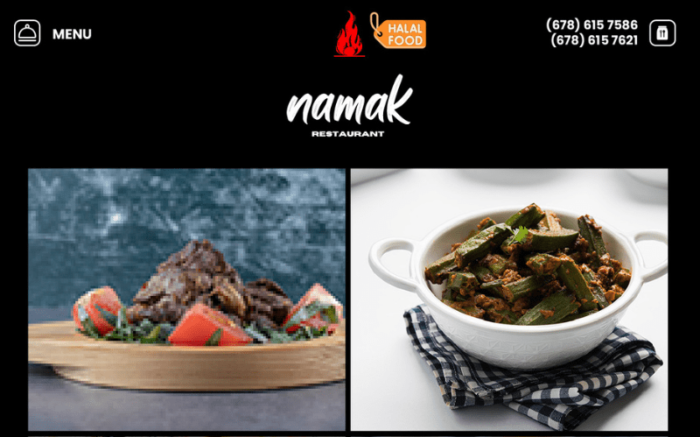 Namak Restaurant, Atlanta, GA Custom Web Application Development